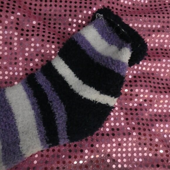Navy, Purple, White | Striped Stretchy Soft Chenille Socks - Picture 8 of 14